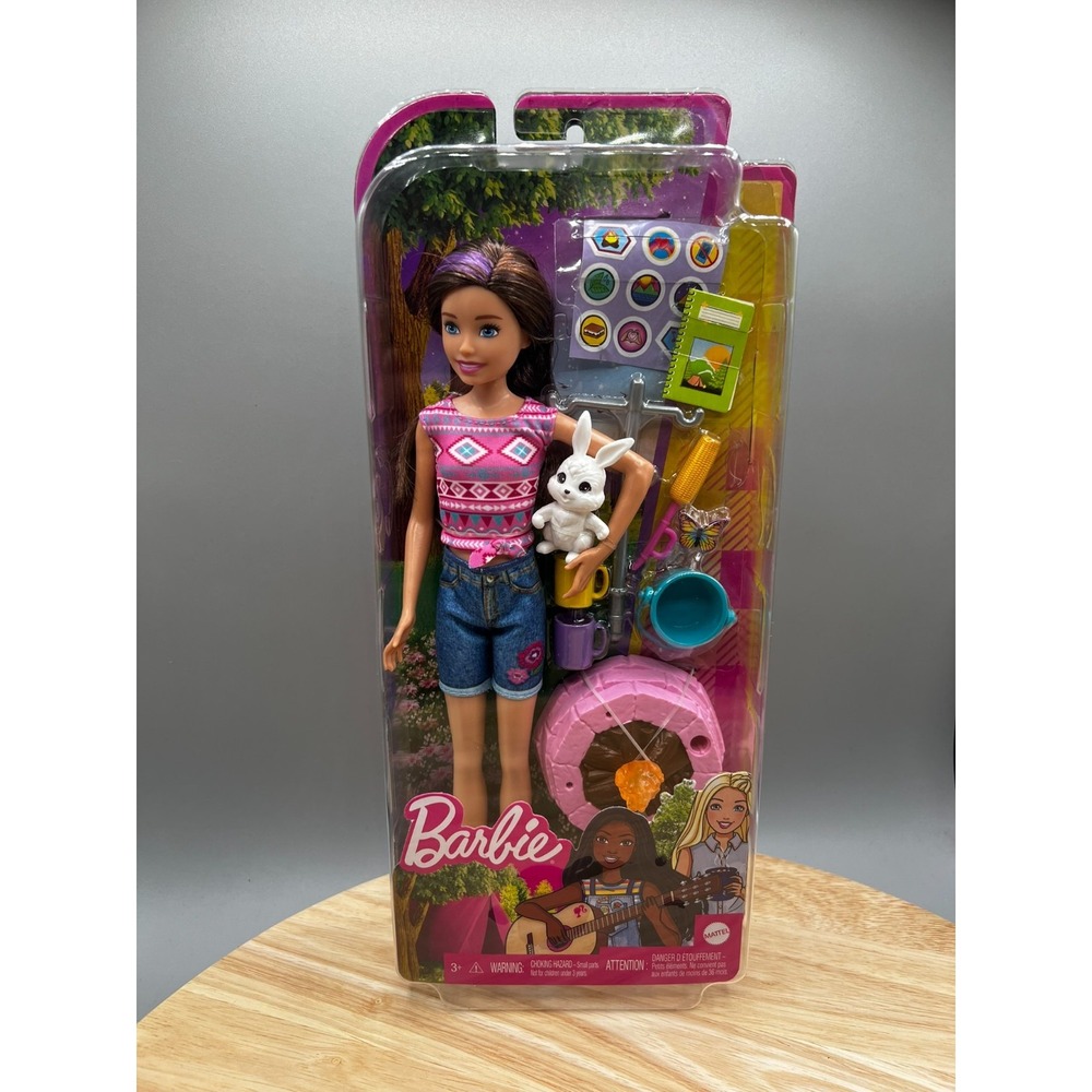 Barbie Takes 2 Skipper Camping With Pet Bunny Rabbit Playset New in Box